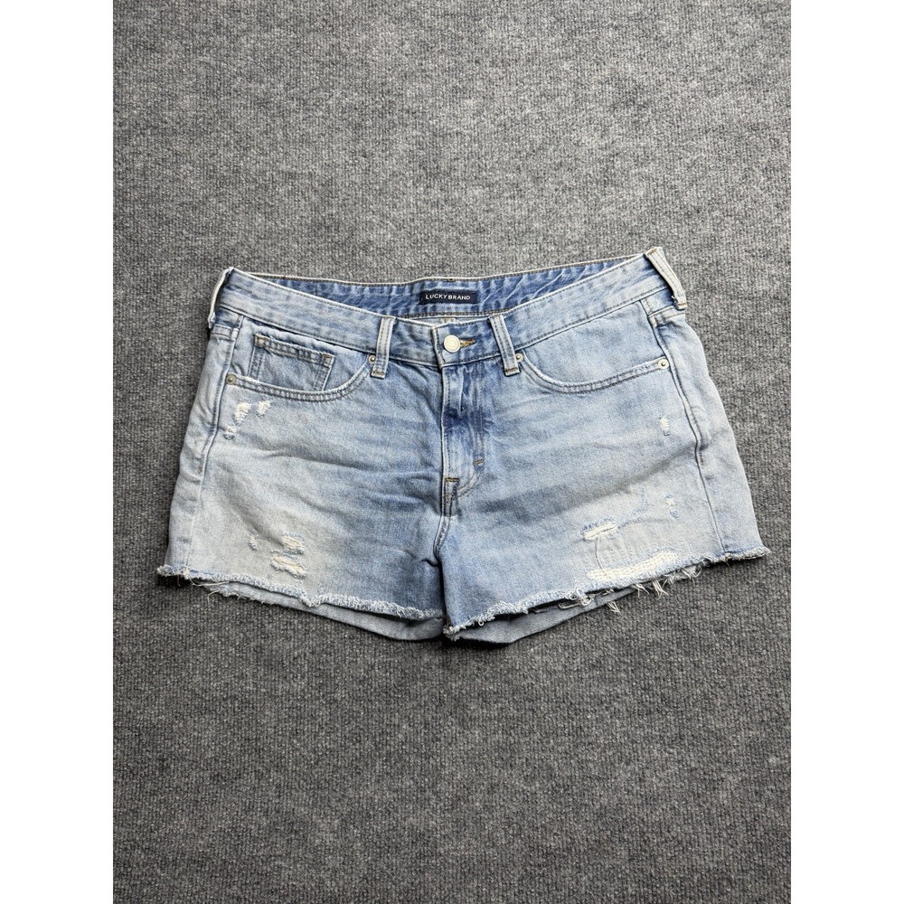 Lucky Brand Shorts Women's 8/29‎ Blue Denim 90s Midi Cutoff Distressed